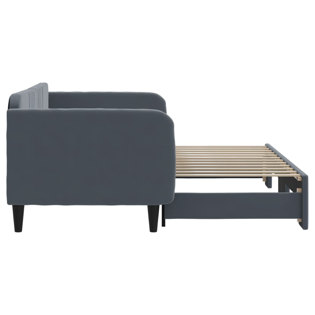 Pat de zi cu extensie, gri închis, 90x200 cm, catifea GartenMobel Dekor