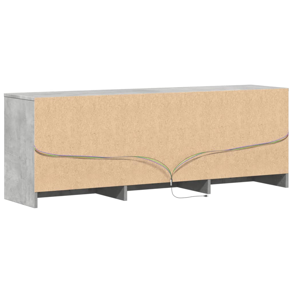 Dulap TV cu LED, gri beton, 140x34x50 cm, lemn prelucrat GartenMobel Dekor