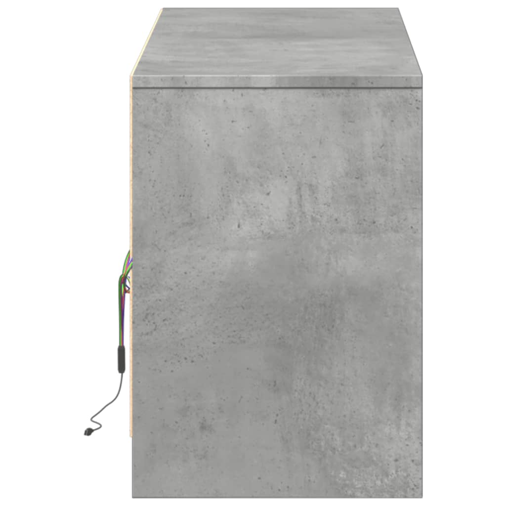 Dulap TV cu LED, gri beton, 140x34x50 cm, lemn prelucrat GartenMobel Dekor