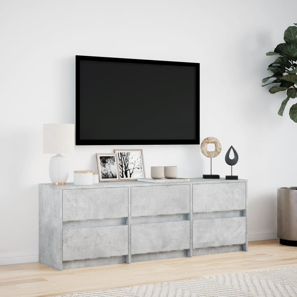 Dulap TV cu LED, gri beton, 140x34x50 cm, lemn prelucrat GartenMobel Dekor