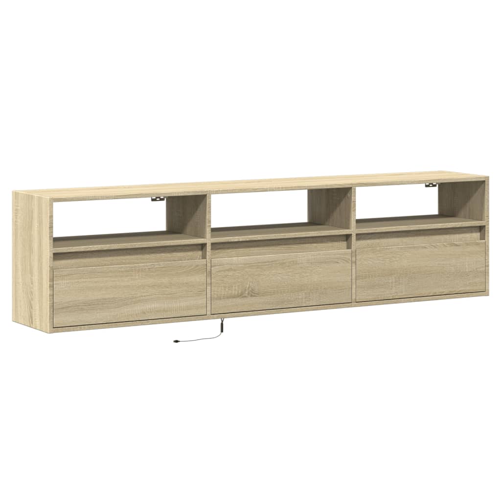 Dulap TV de perete cu lumini LED, stejar sonoma, 180x31x45 cm GartenMobel Dekor