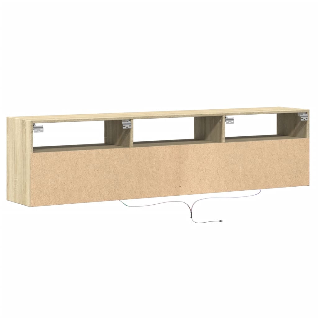 Dulap TV de perete cu lumini LED, stejar sonoma, 180x31x45 cm GartenMobel Dekor