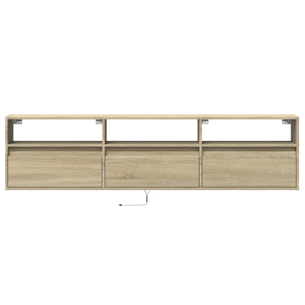 Dulap TV de perete cu lumini LED, stejar sonoma, 180x31x45 cm GartenMobel Dekor