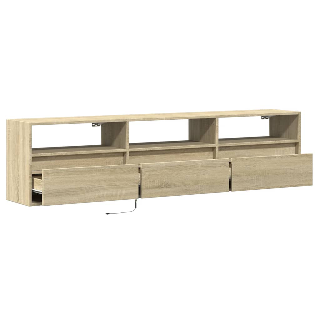 Dulap TV de perete cu lumini LED, stejar sonoma, 180x31x45 cm GartenMobel Dekor