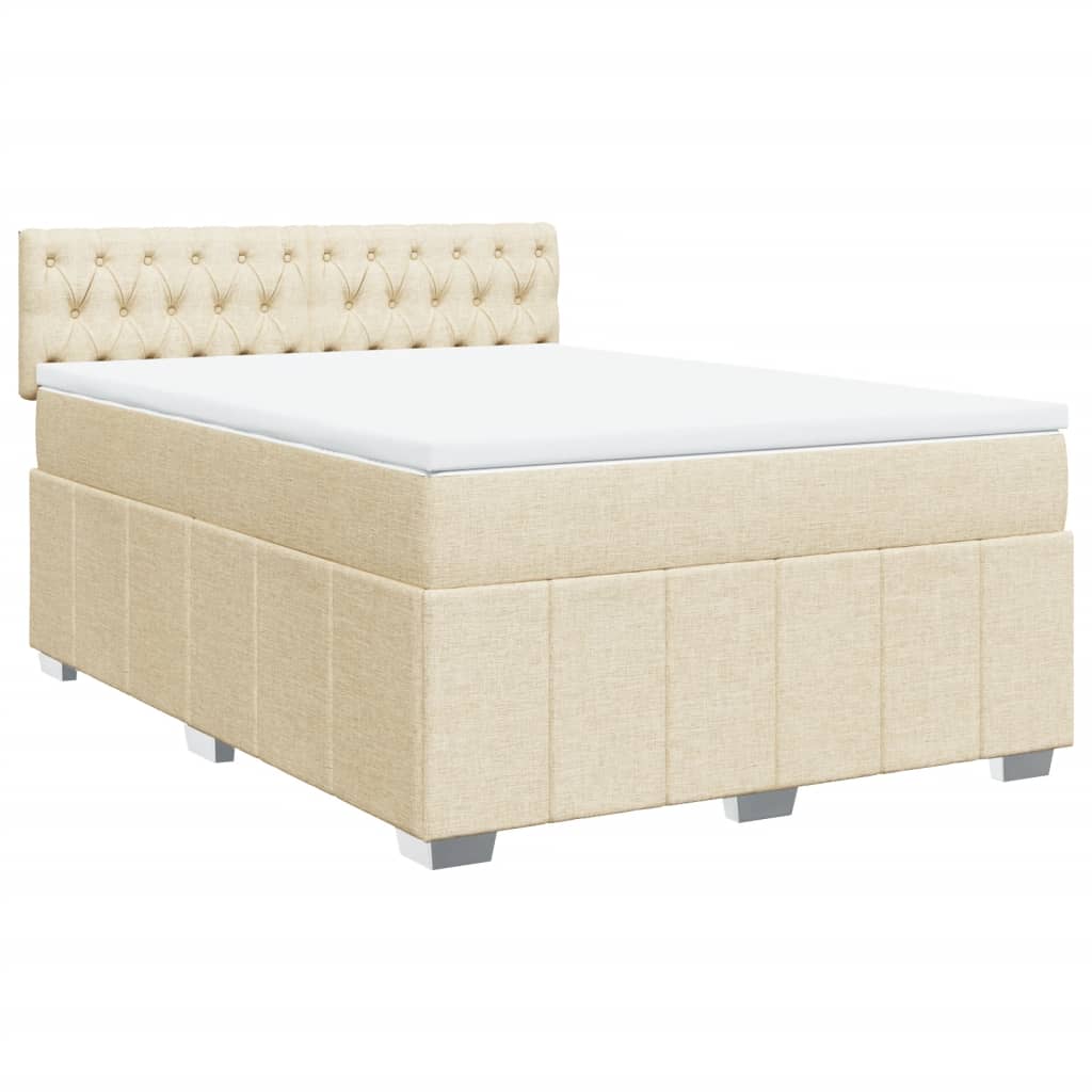 Pat continental cu saltea, crem, 140x200 cm, material textil GartenMobel Dekor