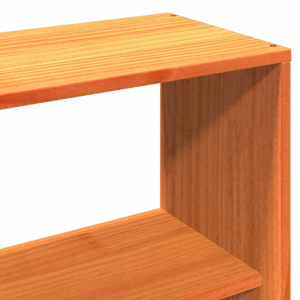 Pat cu bibliotecă fără saltea maro ceruit 135x190 cm lemn masiv GartenMobel Dekor