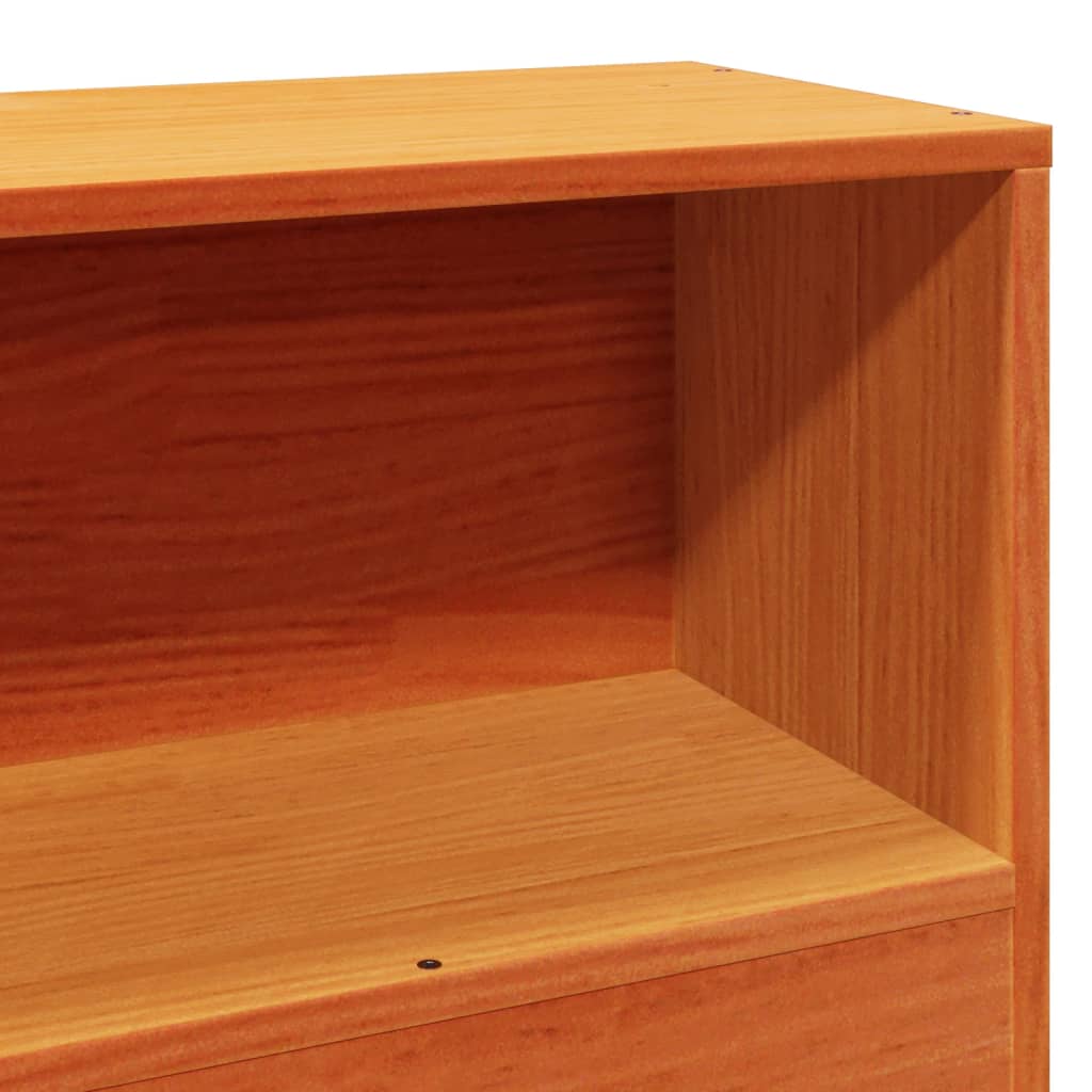 Pat cu bibliotecă fără saltea maro ceruit 75x190 cm lemn masiv GartenMobel Dekor