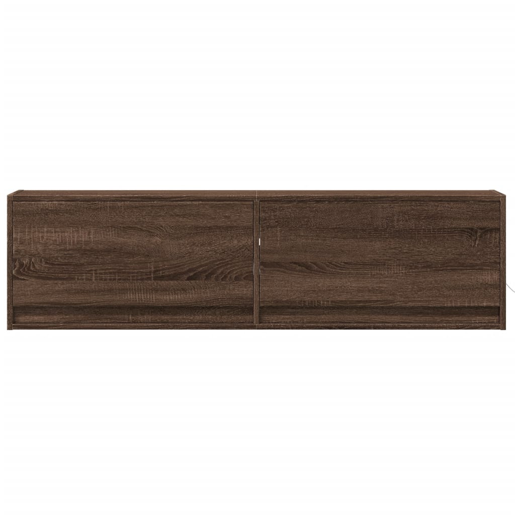 Comodă TV de perete cu lumini LED, stejar maro, 140x31x38 cm GartenMobel Dekor