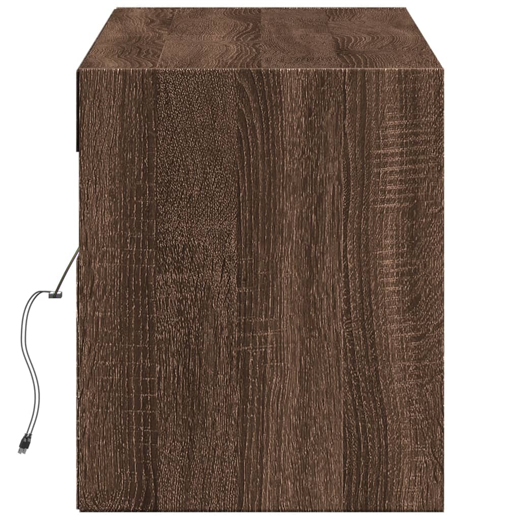 Comodă TV de perete cu lumini LED, stejar maro, 140x31x38 cm GartenMobel Dekor