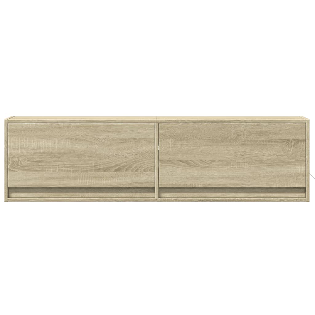 Comodă TV de perete cu lumini LED, stejar sonoma, 140x31x38 cm GartenMobel Dekor