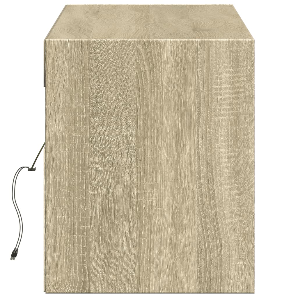 Comodă TV de perete cu lumini LED, stejar sonoma, 140x31x38 cm GartenMobel Dekor