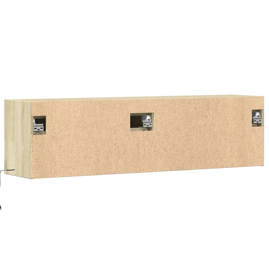 Comodă TV de perete cu lumini LED, stejar sonoma, 140x31x38 cm GartenMobel Dekor