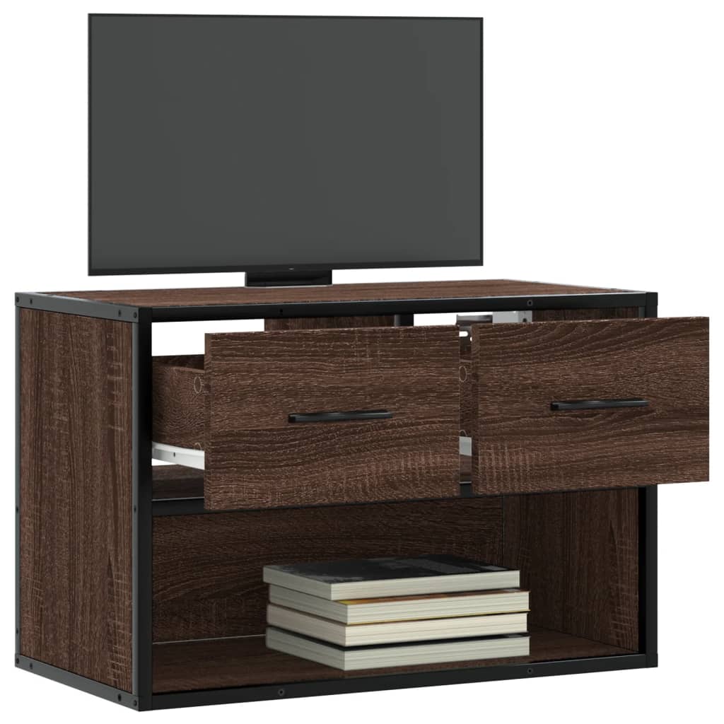 Dulap TV, stejar maro, 60x31x39,5 cm, lemn prelucrat și metal GartenMobel Dekor