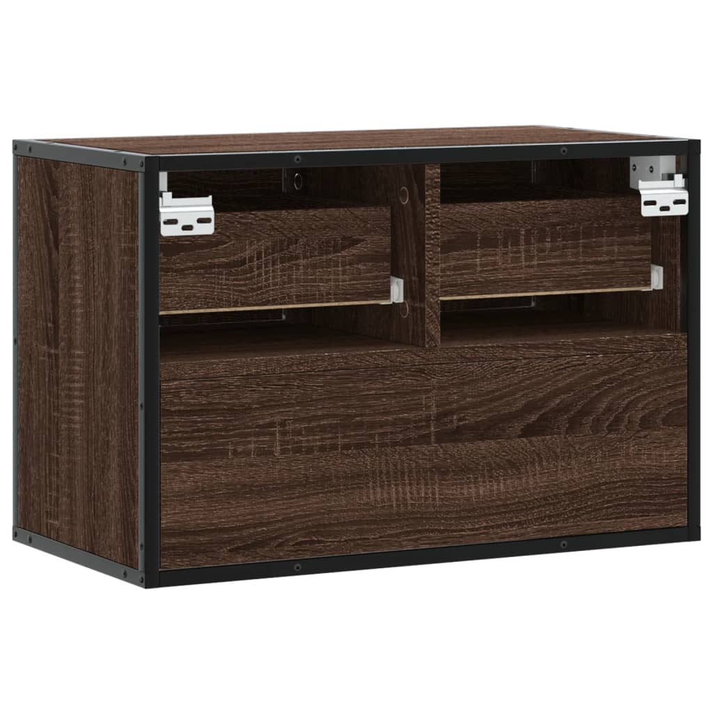 Dulap TV, stejar maro, 60x31x39,5 cm, lemn prelucrat și metal GartenMobel Dekor