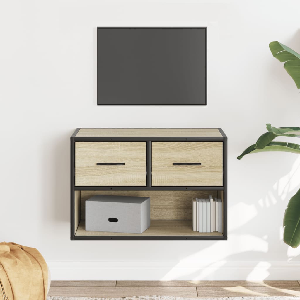 Dulap TV, stejar sonoma, 60x31x39,5cm, lemn prelucrat și metal GartenMobel Dekor