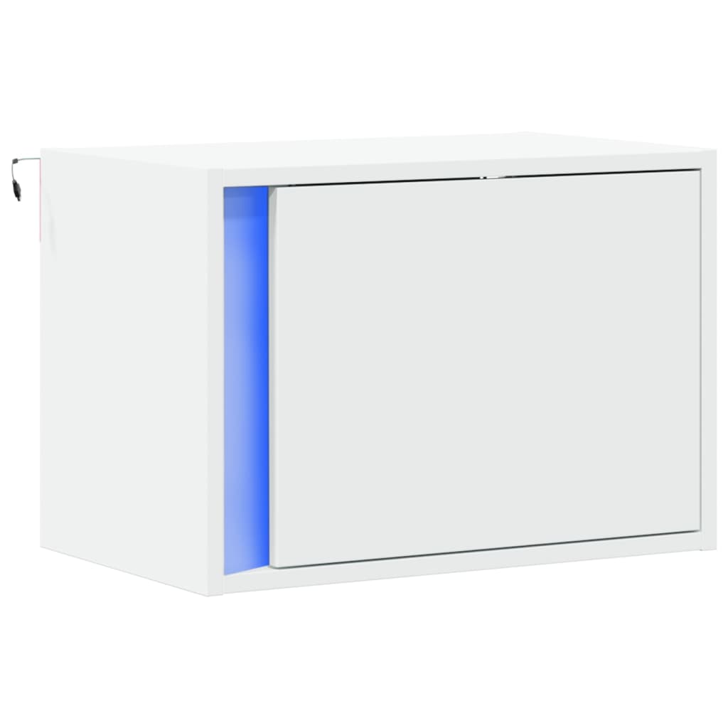 Noptieră montată pe perete cu lumini LED, alb GartenMobel Dekor