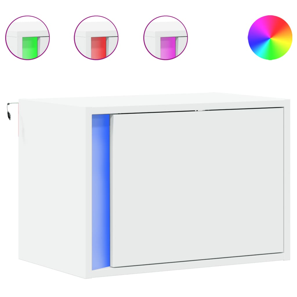 Noptieră montată pe perete cu lumini LED, alb GartenMobel Dekor