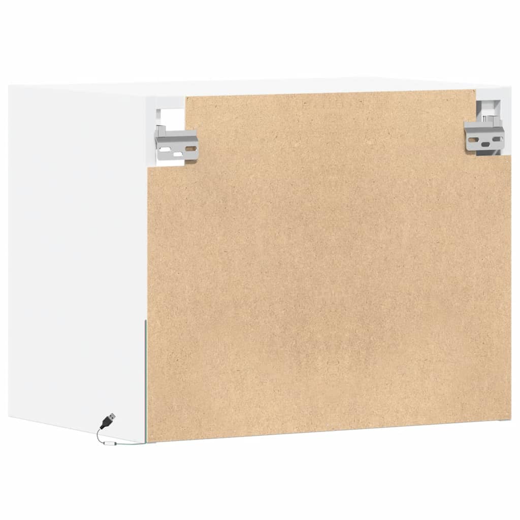 Noptieră montată pe perete cu lumini LED, alb GartenMobel Dekor