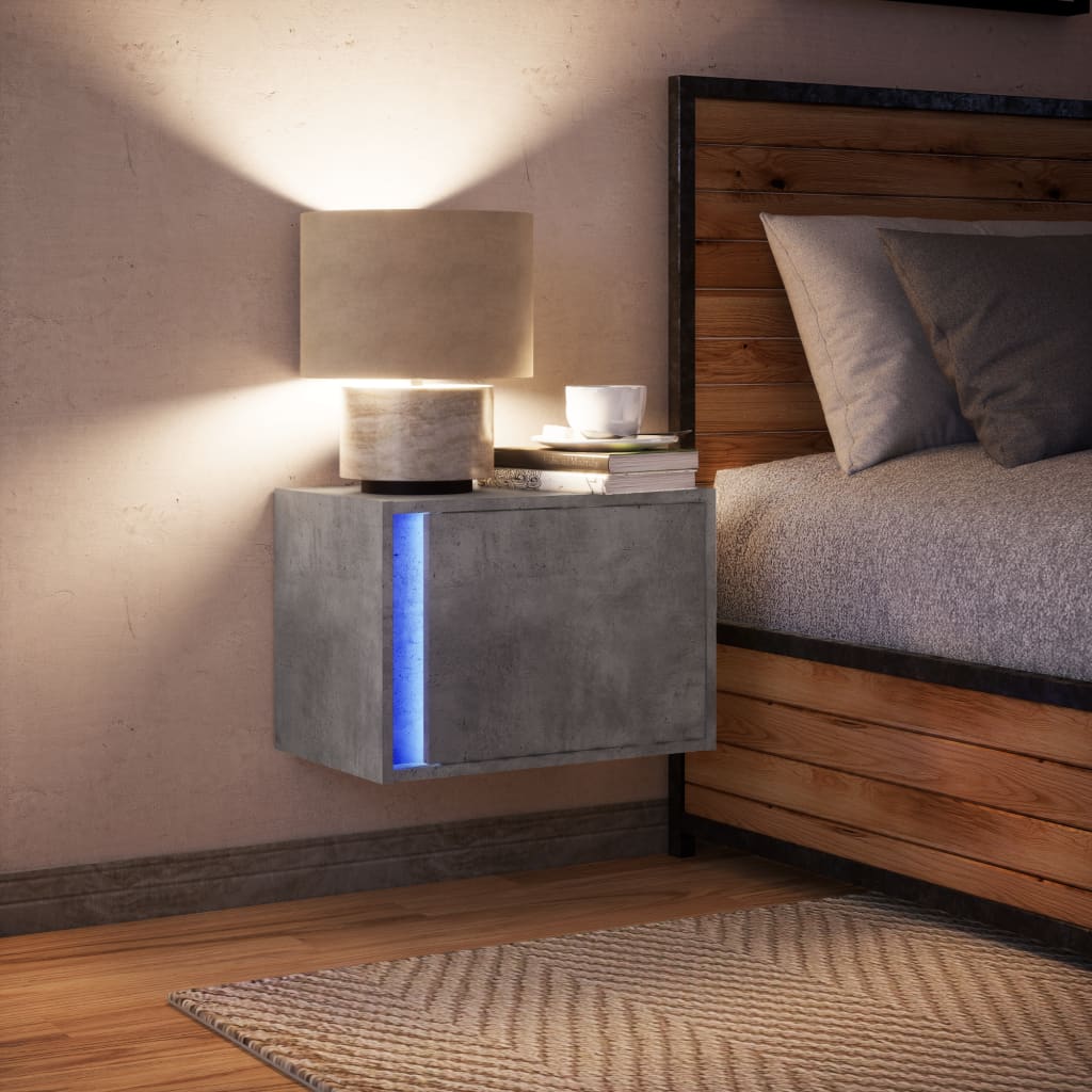 Noptieră montată pe perete cu lumini LED, gri beton GartenMobel Dekor