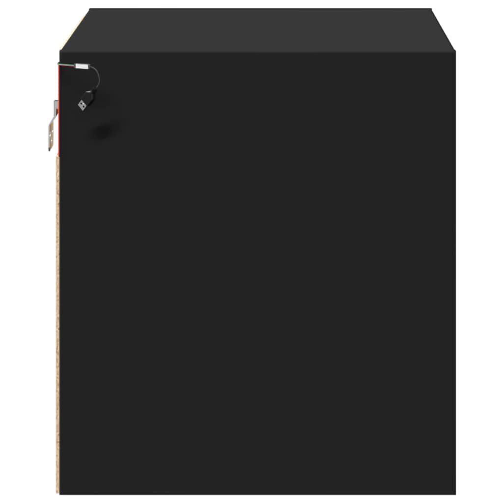 Noptieră montată pe perete cu lumini LED, negru GartenMobel Dekor
