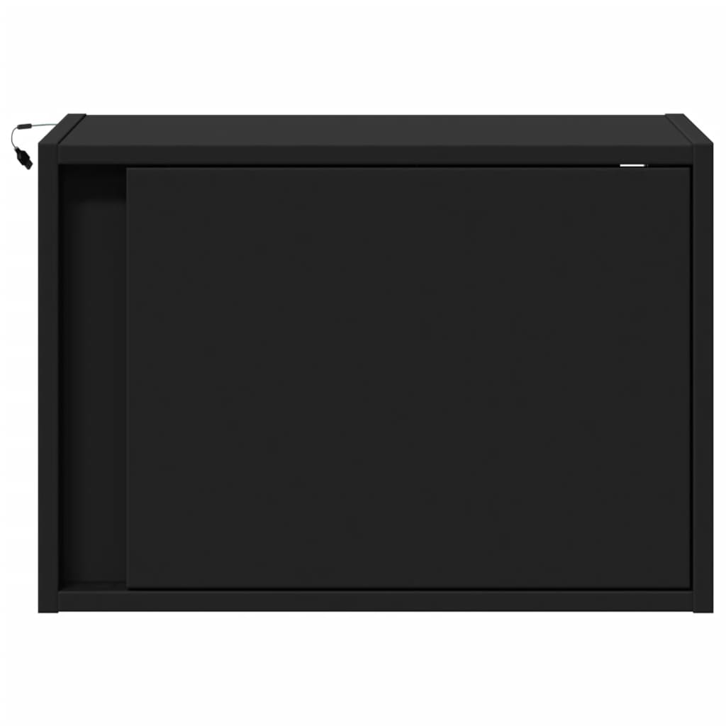 Noptieră montată pe perete cu lumini LED, negru GartenMobel Dekor