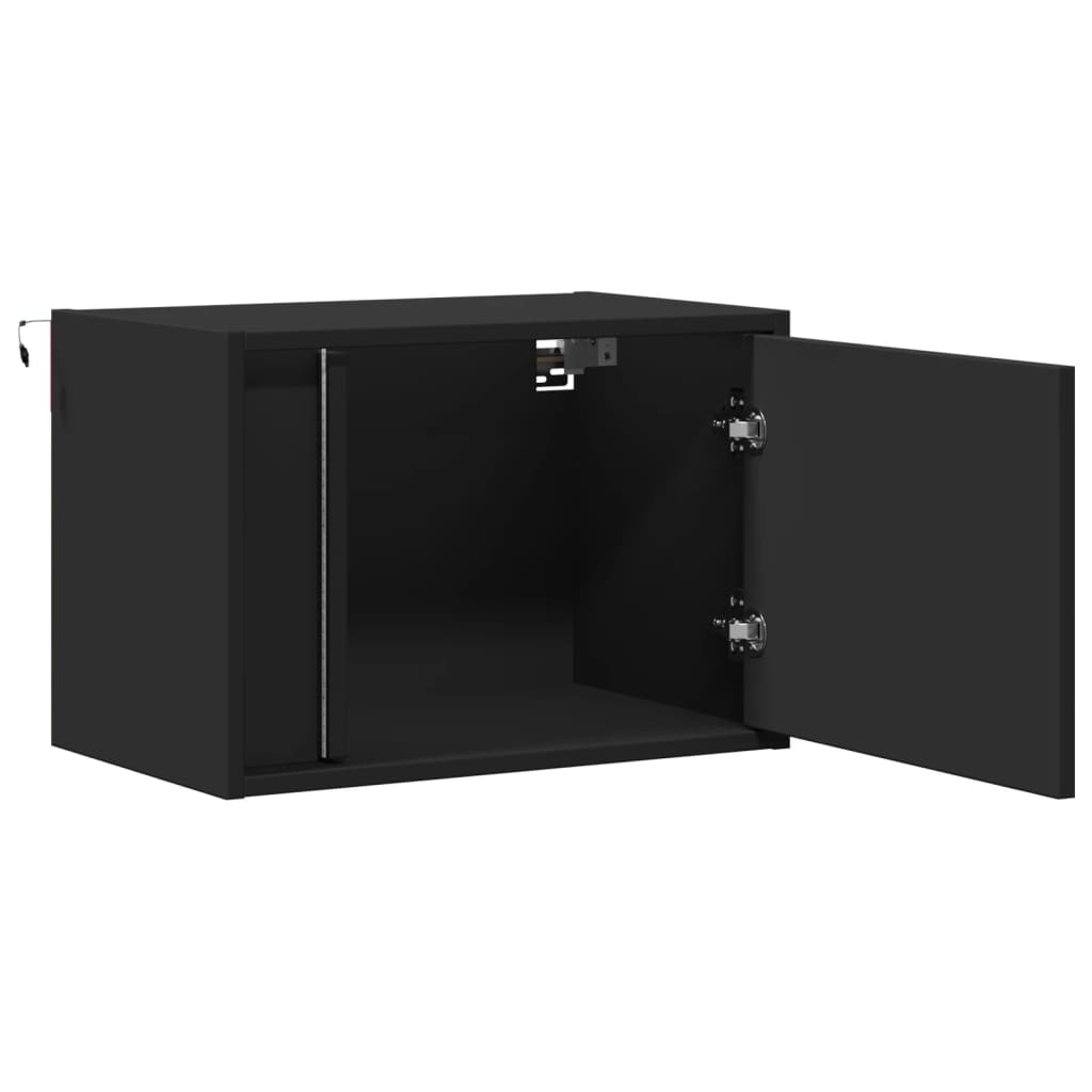 Noptieră montată pe perete cu lumini LED, negru GartenMobel Dekor