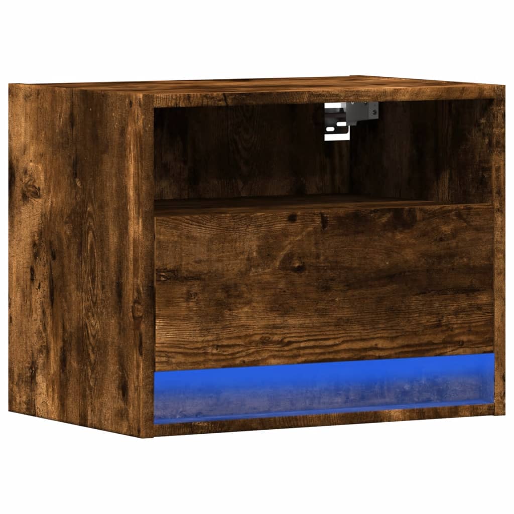 Noptieră montată pe perete cu lumini LED, stejar fumuriu GartenMobel Dekor