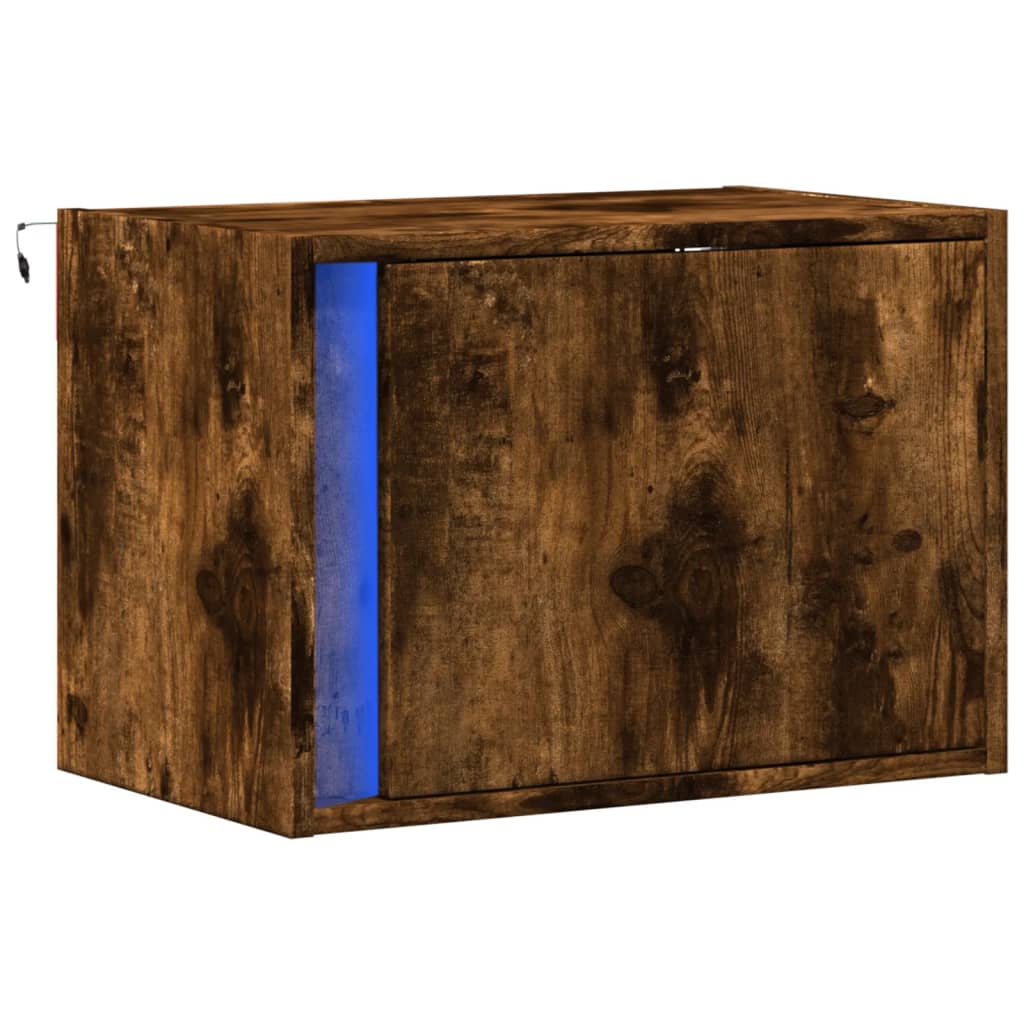 Noptieră montată pe perete cu lumini LED, stejar fumuriu GartenMobel Dekor