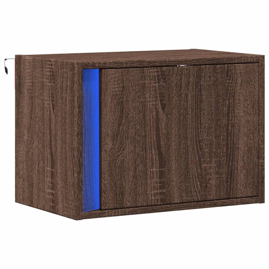 Noptieră montată pe perete cu lumini LED, stejar maro GartenMobel Dekor