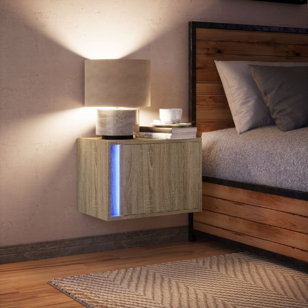 Noptieră montată pe perete cu lumini LED, stejar sonoma GartenMobel Dekor
