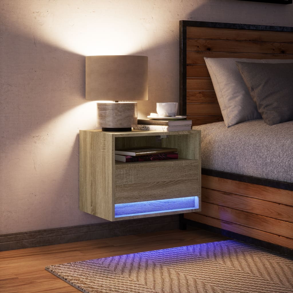Noptieră montată pe perete cu lumini LED, stejar sonoma GartenMobel Dekor