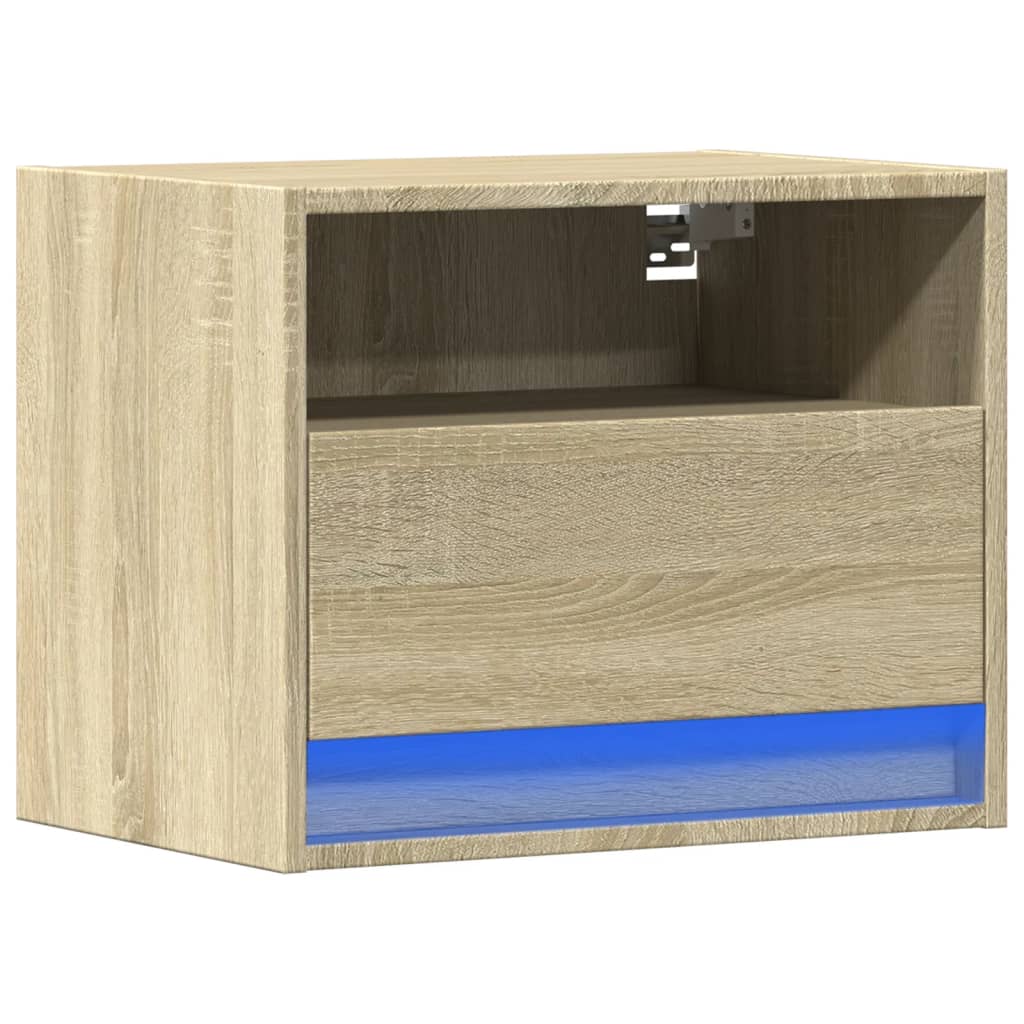 Noptieră montată pe perete cu lumini LED, stejar sonoma GartenMobel Dekor
