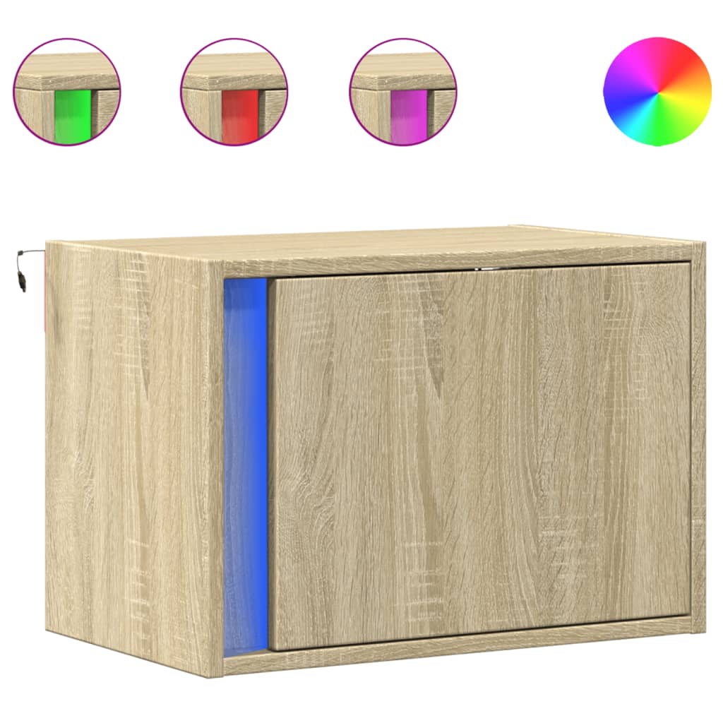 Noptieră montată pe perete cu lumini LED, stejar sonoma GartenMobel Dekor
