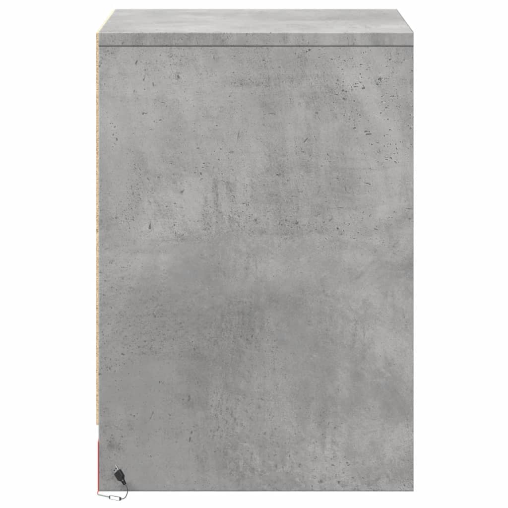 Noptiere cu lumini LED, 2 buc., gri beton, lemn prelucrat GartenMobel Dekor