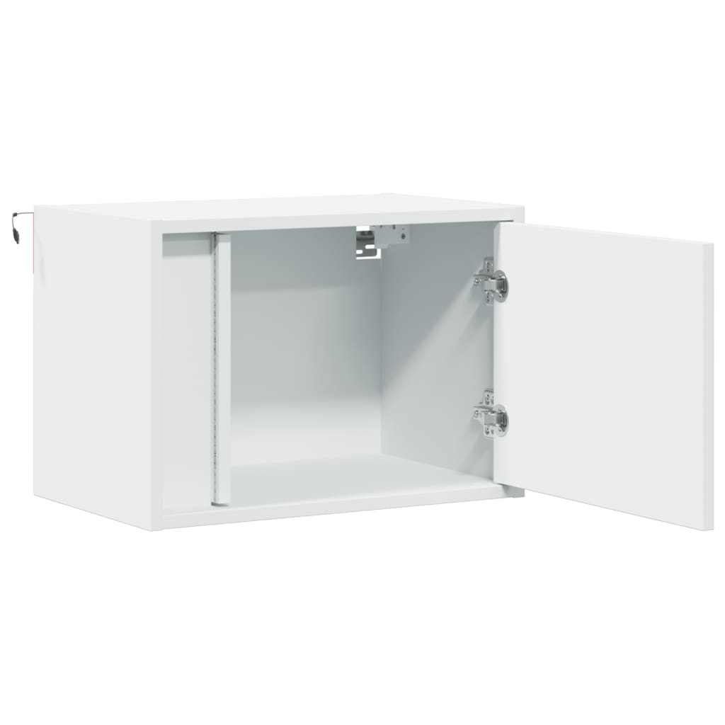 Noptiere montate pe perete cu lumini LED, 2 buc., alb GartenMobel Dekor