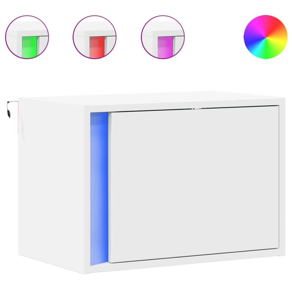 Noptiere montate pe perete cu lumini LED, 2 buc., alb GartenMobel Dekor