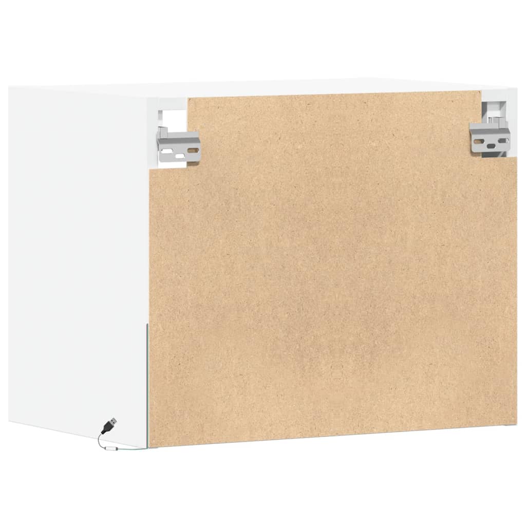 Noptiere montate pe perete cu lumini LED, 2 buc., alb GartenMobel Dekor