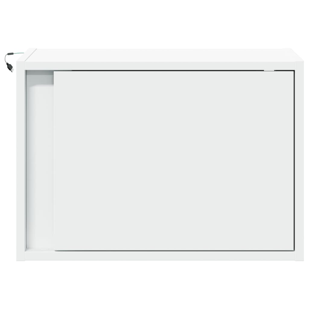 Noptiere montate pe perete cu lumini LED, 2 buc., alb GartenMobel Dekor