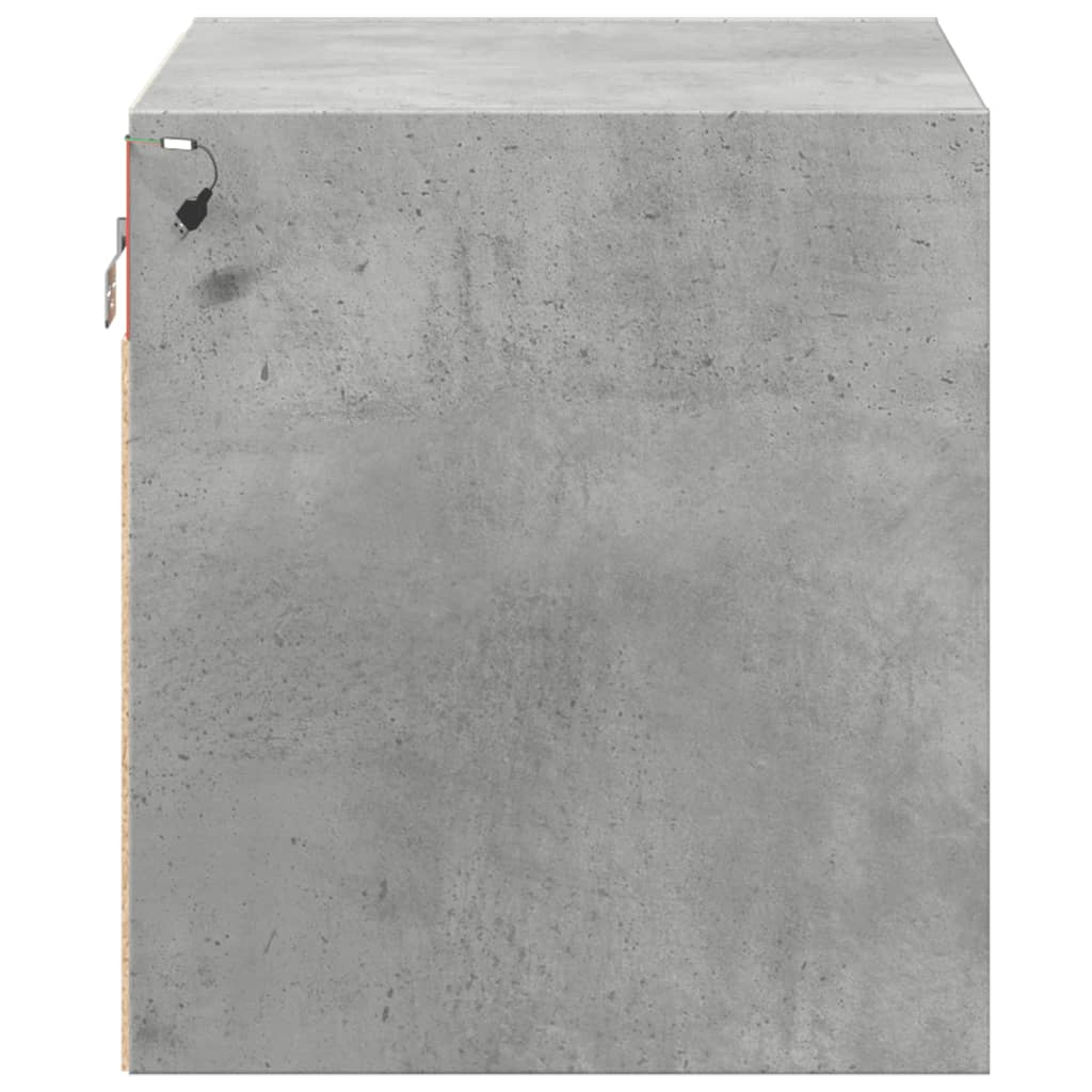 Noptiere montate pe perete cu lumini LED, 2 buc., gri beton GartenMobel Dekor