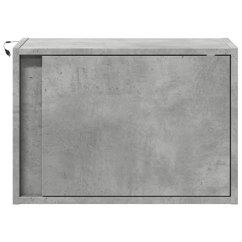 Noptiere montate pe perete cu lumini LED, 2 buc., gri beton GartenMobel Dekor