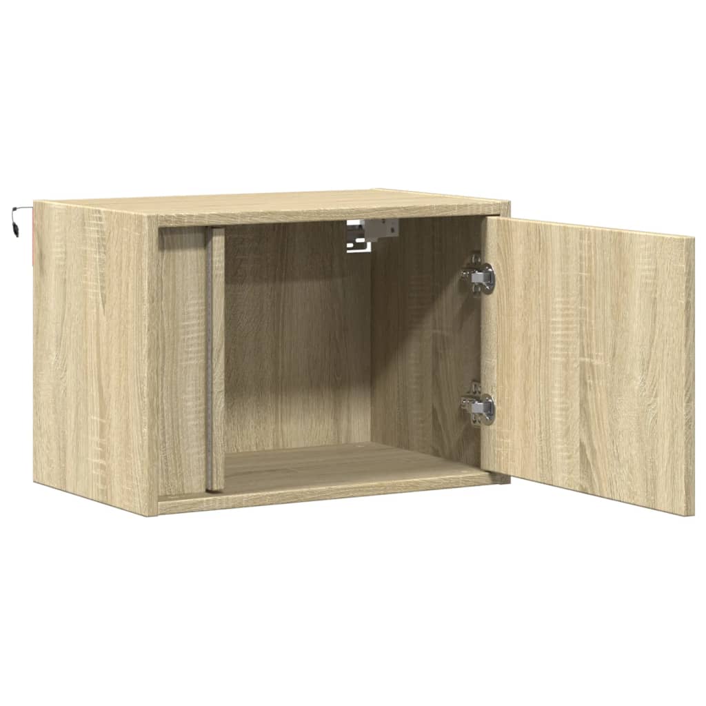 Noptiere montate pe perete cu lumini LED, 2 buc., stejar sonoma GartenMobel Dekor