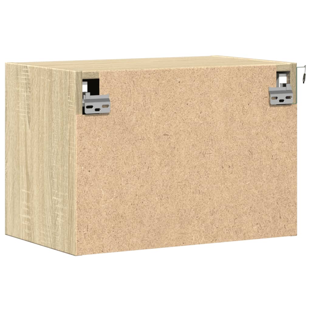 Noptiere montate pe perete cu lumini LED, 2 buc., stejar sonoma GartenMobel Dekor