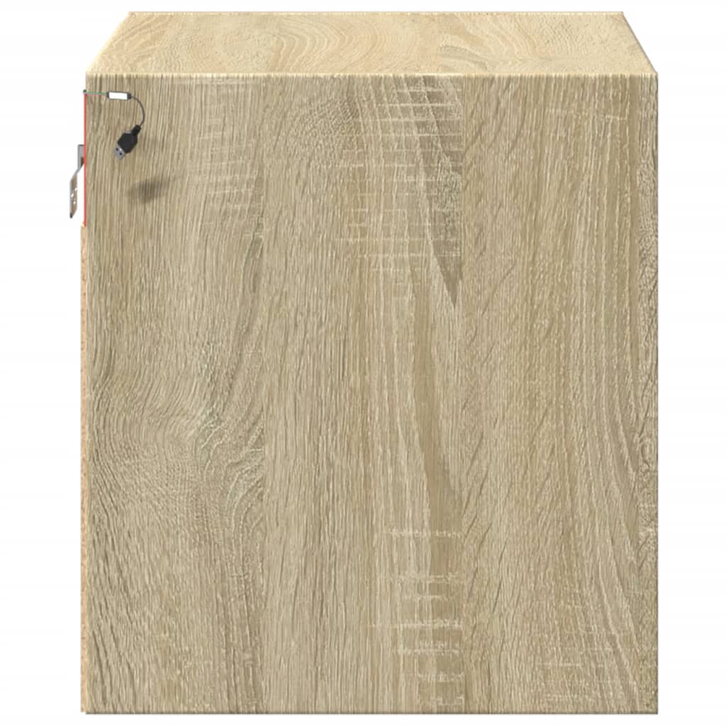 Noptiere montate pe perete cu lumini LED, 2 buc., stejar sonoma GartenMobel Dekor
