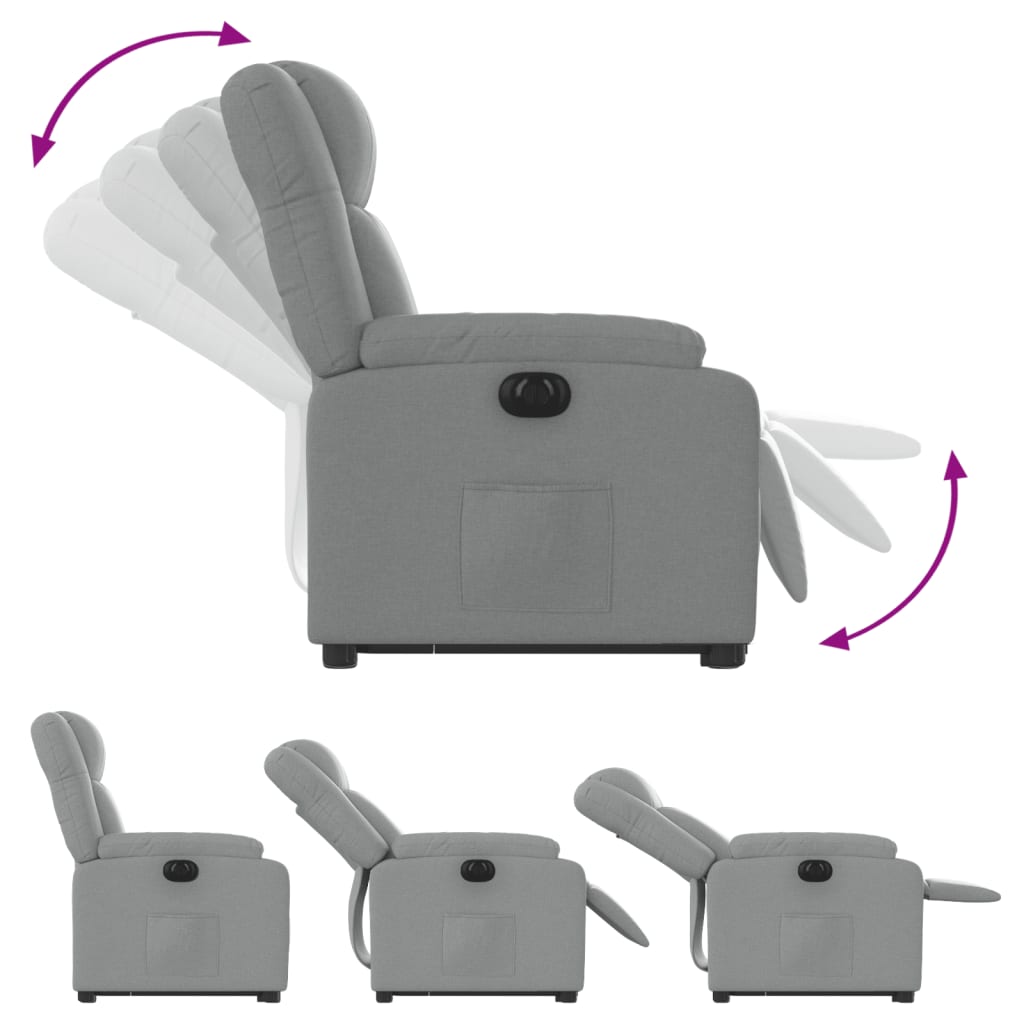 Fotoliu electric rabatabil cu ridicare, gri deschis, textil GartenMobel Dekor