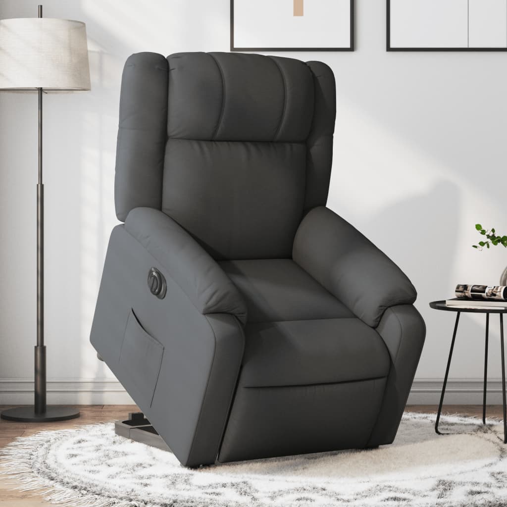 Fotoliu electric rabatabil cu ridicare, gri închis, textil GartenMobel Dekor