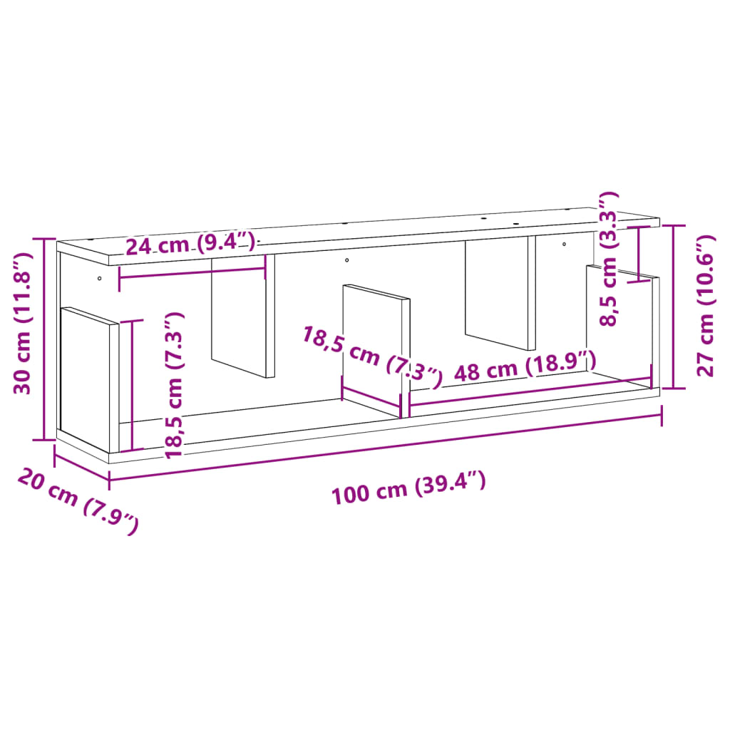 Dulap de perete, alb, 100x20x30 cm, lemn prelucrat GartenMobel Dekor