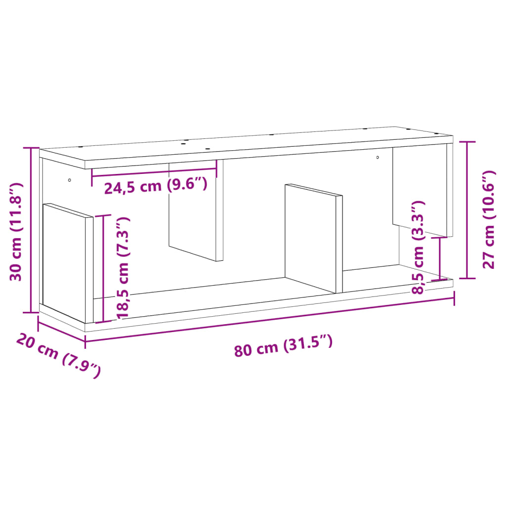Dulap de perete, alb, 80x20x30 cm, lemn prelucrat GartenMobel Dekor