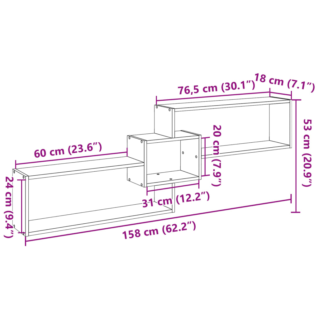 Dulap de perete, gri beton, 158x18x53 cm, lemn prelucrat GartenMobel Dekor