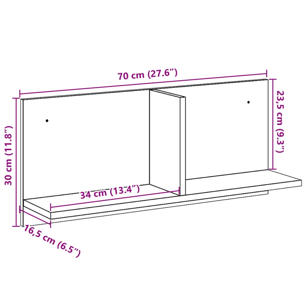 Dulap de perete, alb, 70x16,5x30 cm, lemn prelucrat GartenMobel Dekor