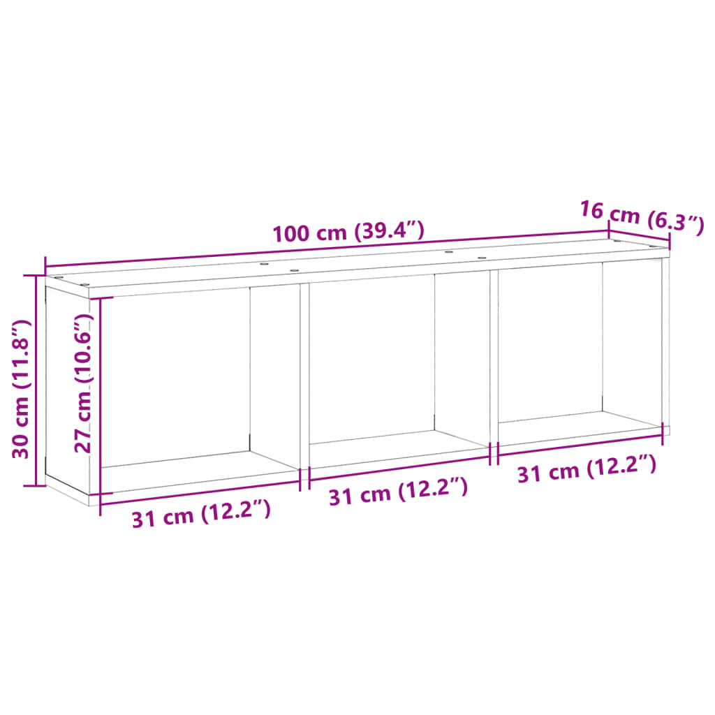 Dulap de perete, stejar maro, 100x16x30 cm, lemn prelucrat GartenMobel Dekor